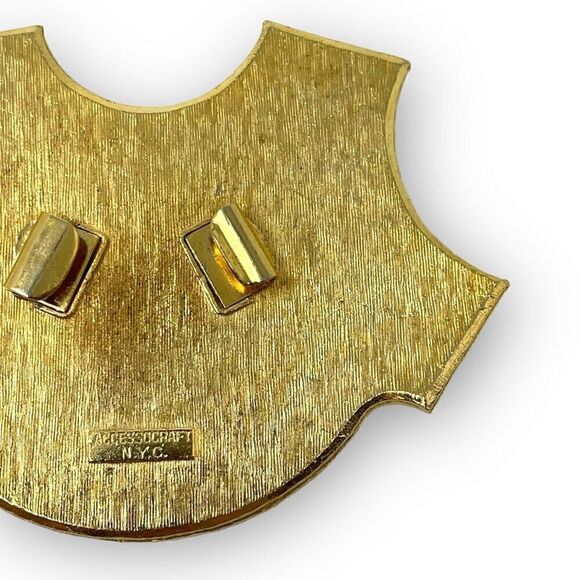 Accessocraft N.Y.C. Gold Tone Metal Patriotic Eagle Enamel Statement Shield Clip - Picture 9 of 9